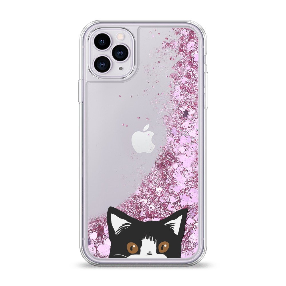 

Жидкий чехол с блестками "Подглядывающий кот" на Apple iPhone 11 Pro, 12394-1