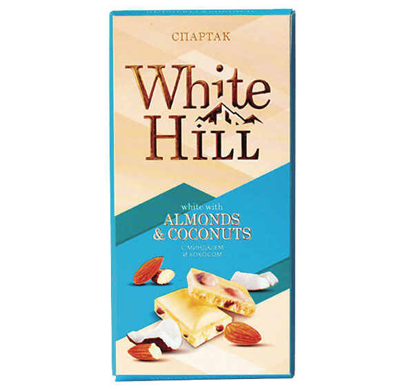 фото Шоколад спартак white hill белый с миндалем и кокосом 90 г