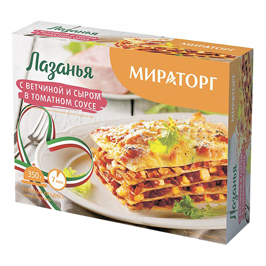 

Лазанья Мираторг с ветчиной и сыром в томатном соусе 350 г