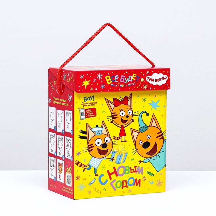 

Коробка подарочная складная Три кота 19,8 х 12 х 24,3 см, Разноцветный