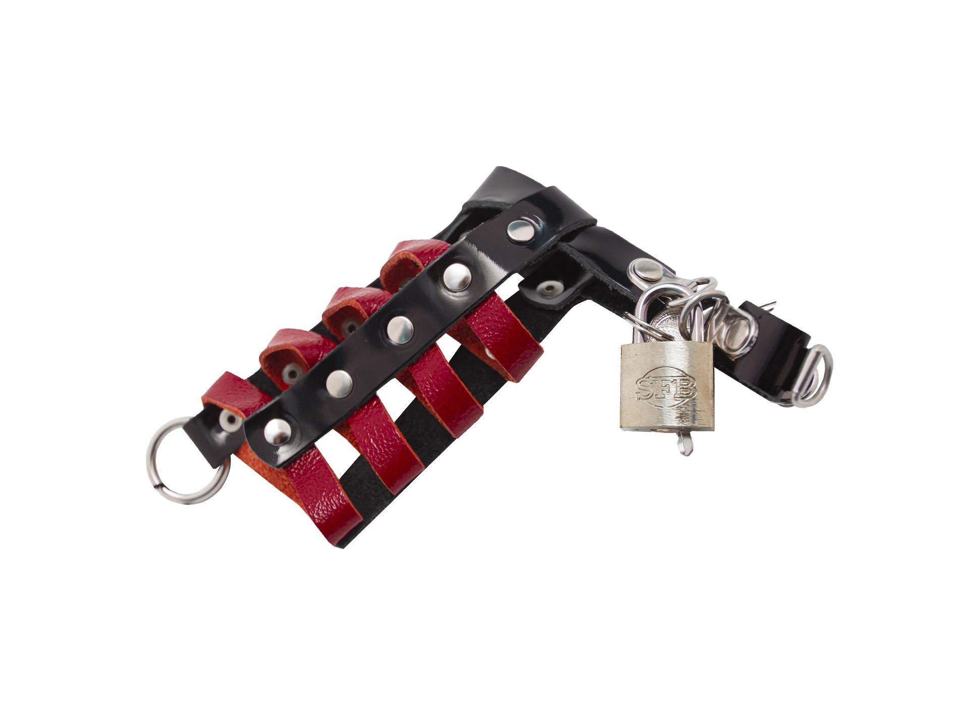Черно-красный пояс верности на замочке