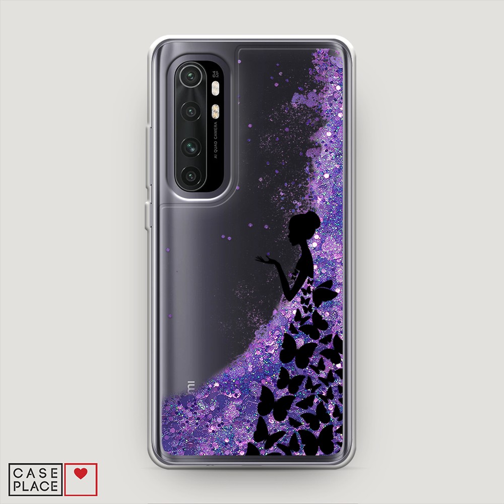 

Жидкий чехол с блестками "Дама в бабочках" на Xiaomi Mi Note 10 lite, 38492-1