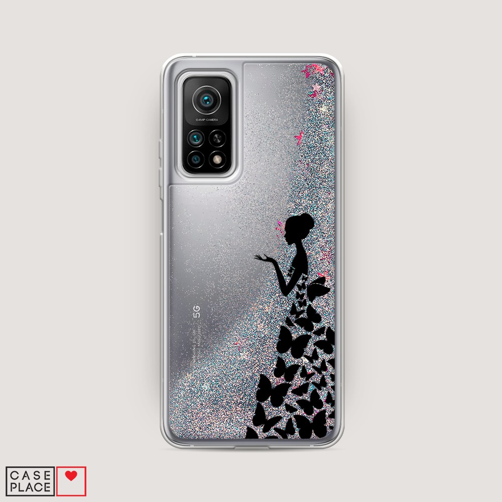 

Жидкий чехол с блестками "Дама в бабочках" на Xiaomi Mi 10T Pro