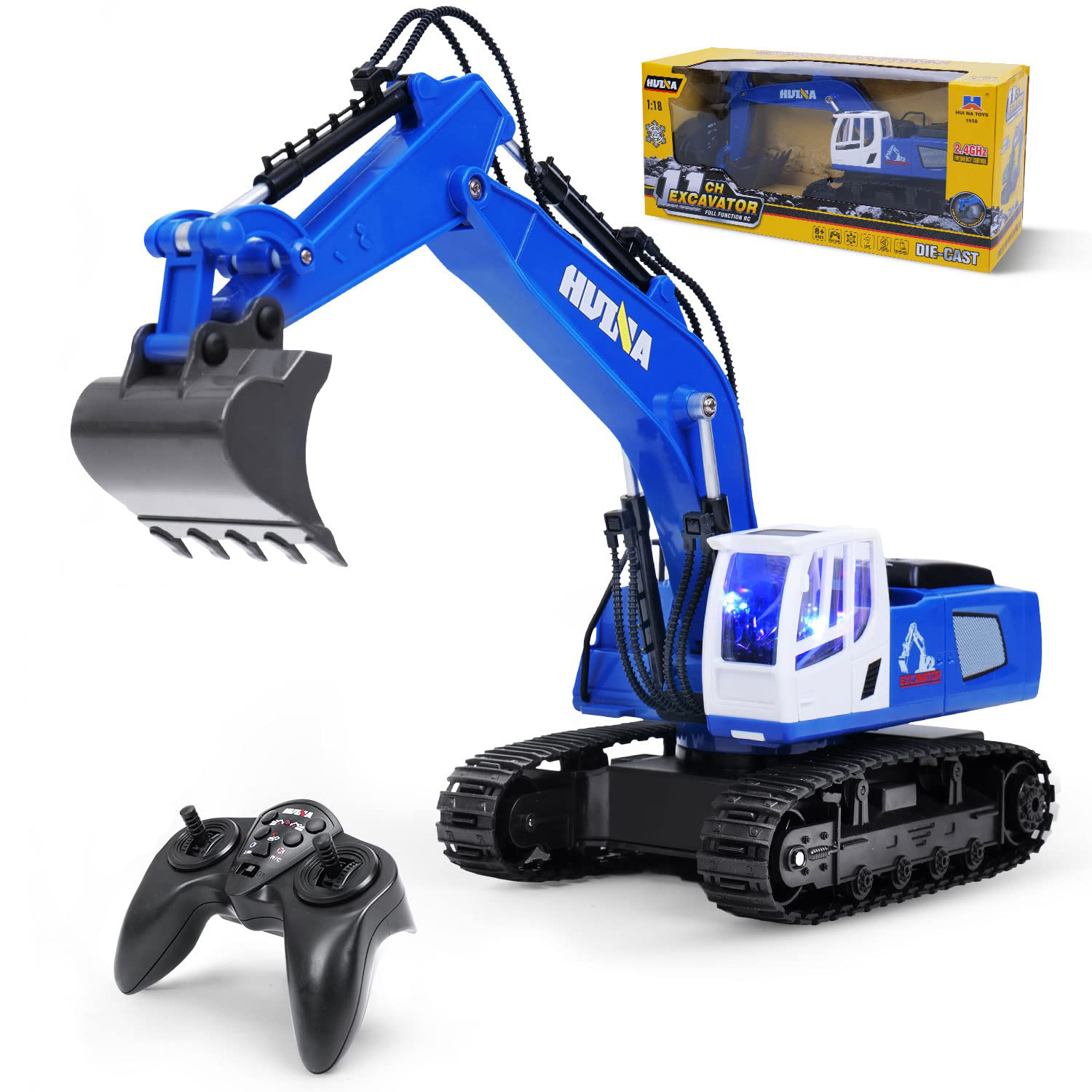 

Радиоуправляемый экскаватор на пульте управления HUINA 2.4G, 11CH, 1:18, HN1558-BLUE1