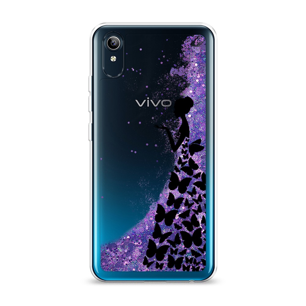 

Жидкий чехол с блестками "Дама в бабочках" на Vivo Y91c, 262892-1