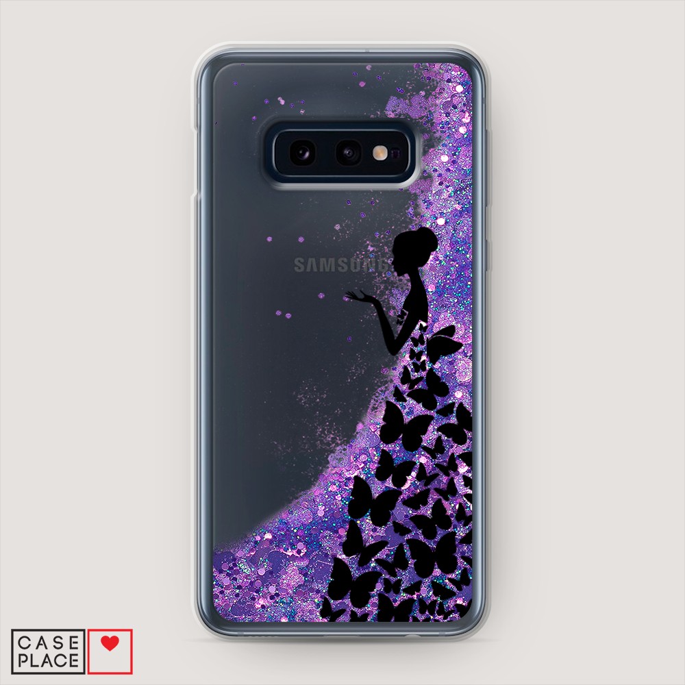 

Жидкий чехол с блестками "Дама в бабочках" на Samsung Galaxy S10E