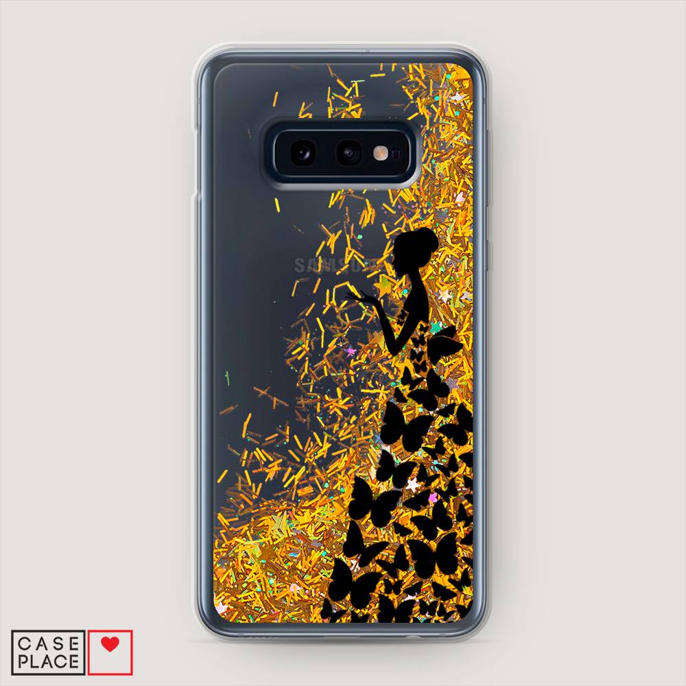 

Жидкий чехол с блестками "Дама в бабочках" на Samsung Galaxy S10E, 27290-1