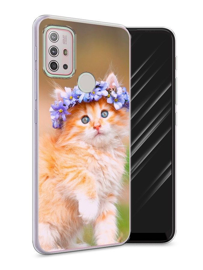 

Чехол Awog на Lenovo K13 Note / Леново K13 Note "Рыжий кот в венке", Коричневый;синий, 112950-1
