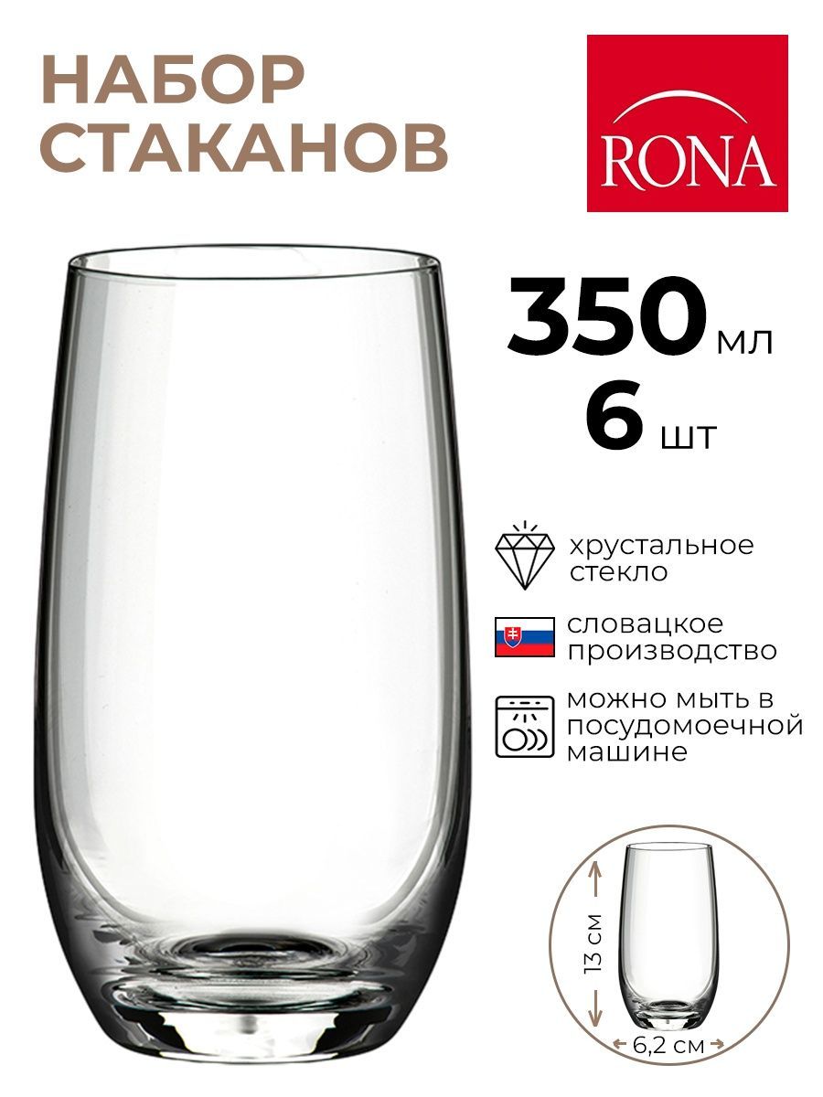 

Набор стаканов Rona 6шт 350мл, Прозрачный