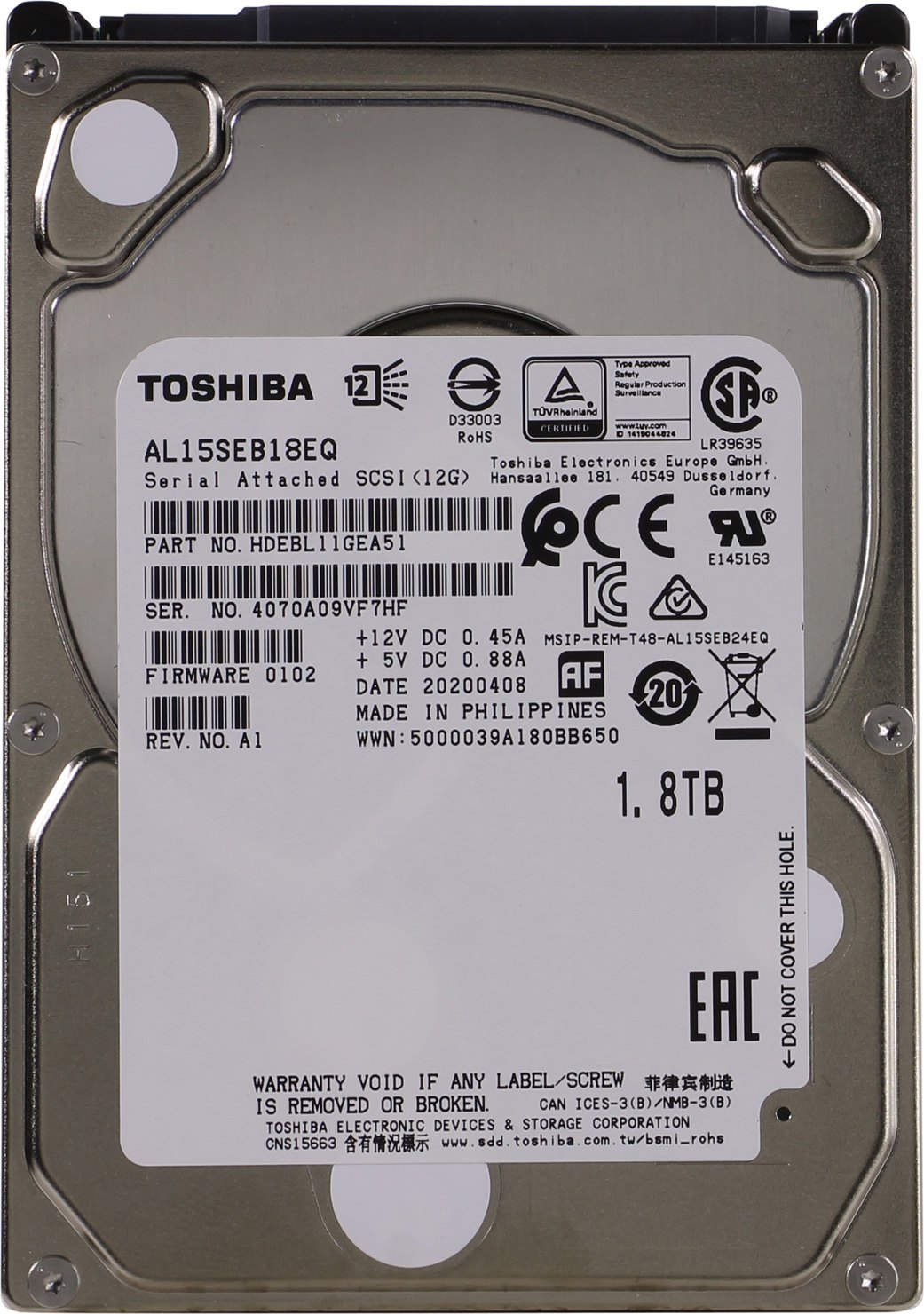 

HDD Toshiba AL15SEB18EQ 1,8 ТБ, AL15SEB18EQ