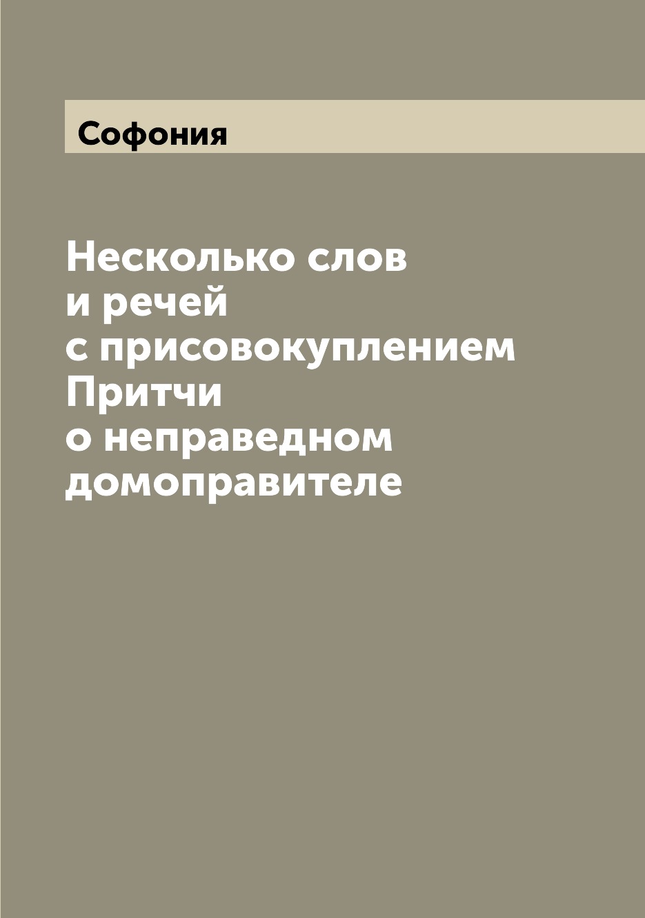 

Книга Несколько слов и речей с присовокуплением Притчи о неправедном домоправителе