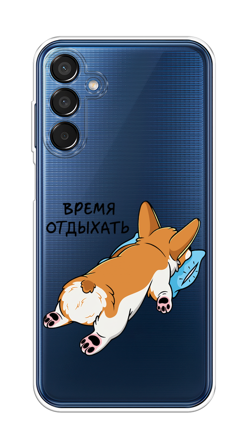 

Чехол на Samsung Galaxy M15 5G "Корги отдыхает", Черный;коричневый;голубой, 2109550-1