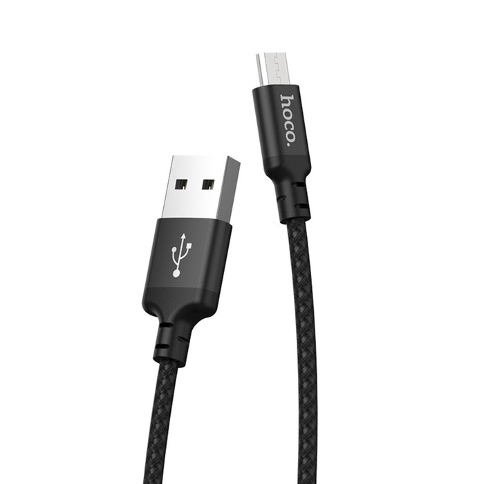

Кабель Hoco X14, Micro USB - USB, 2 А, 2 м, быстрая зарядка, оплётка нейлон, чёрный