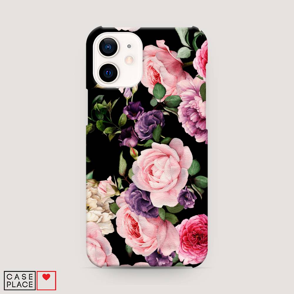 

Пластиковый чехол "Пионы на черном" на Apple iPhone 12 mini, 12620-6
