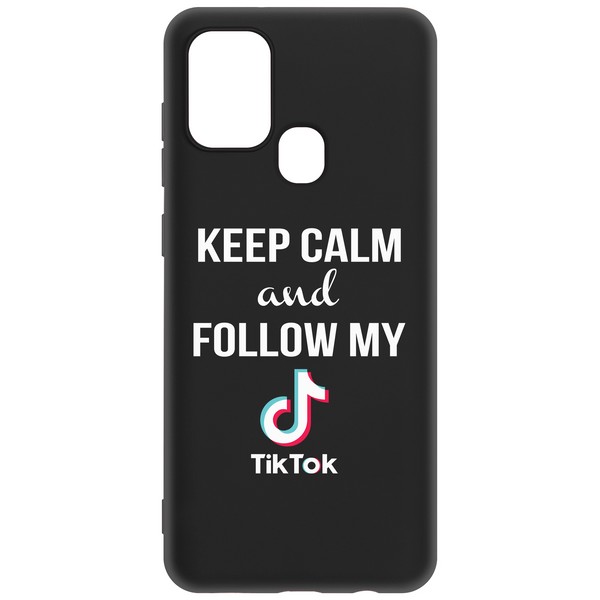 фото Чехол-накладка krutoff silicone case tiktok для samsung galaxy a21s (a217) черный