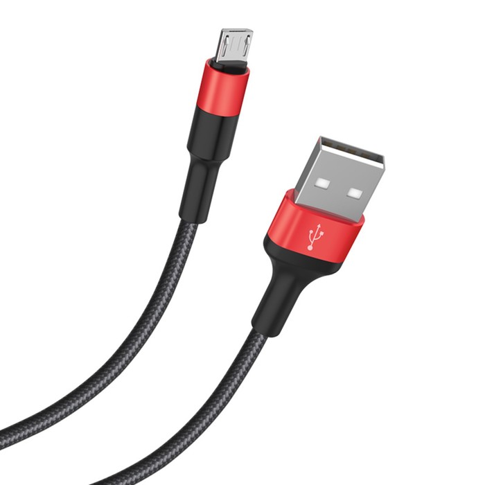 Кабель Hoco X26, Micro USB - USB, 2 А, 1 м, передача данных, оплётка нейлон, красный 600018518120