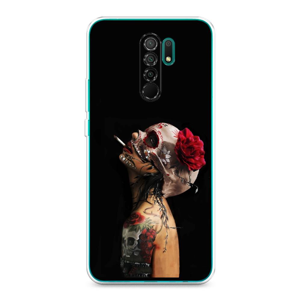 

Чехол Awog на Xiaomi Redmi 9 "Девушка с черепом", Разноцветный, 38350-9