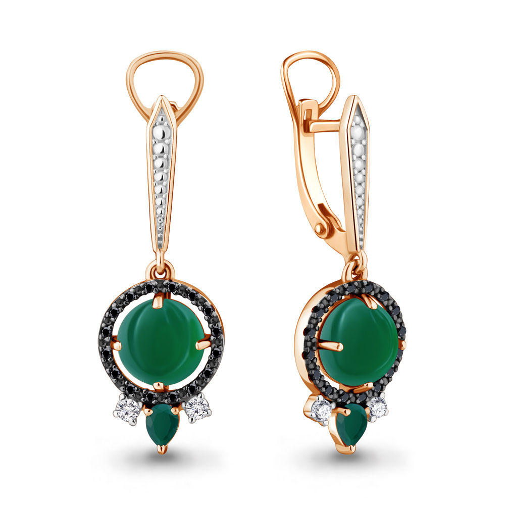 

Серьги из серебра с агатом Aquamarine 4474809Ч_925_з, 4474809Ч_925_з