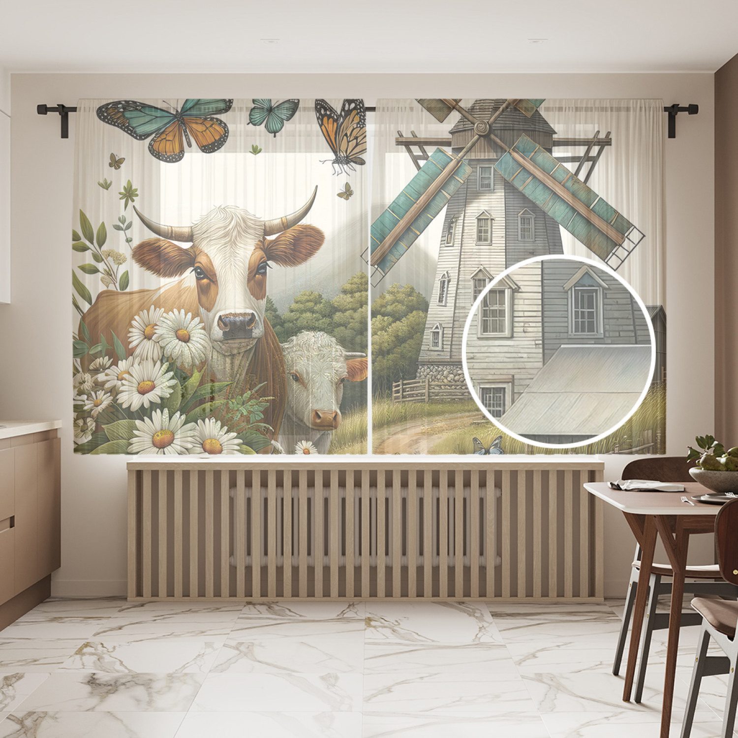 

Тюль JoyArty Коровы в ромашках 145х180, tul_sd1755_145x180