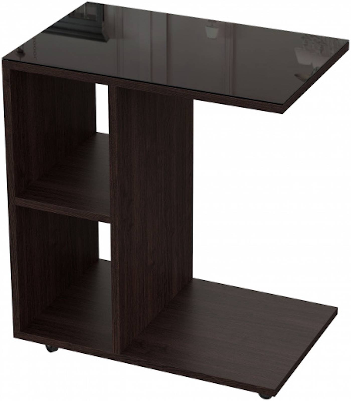 Журнальный стол SV-Мебель 103/дуб венге/стекло лакобель черный