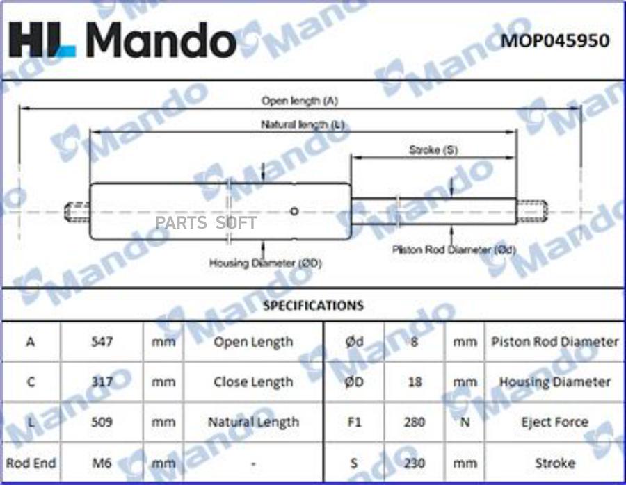 

MOP045950_амортизатор багажника ! BMW Z3 Coupe(E36) Mando mop045950