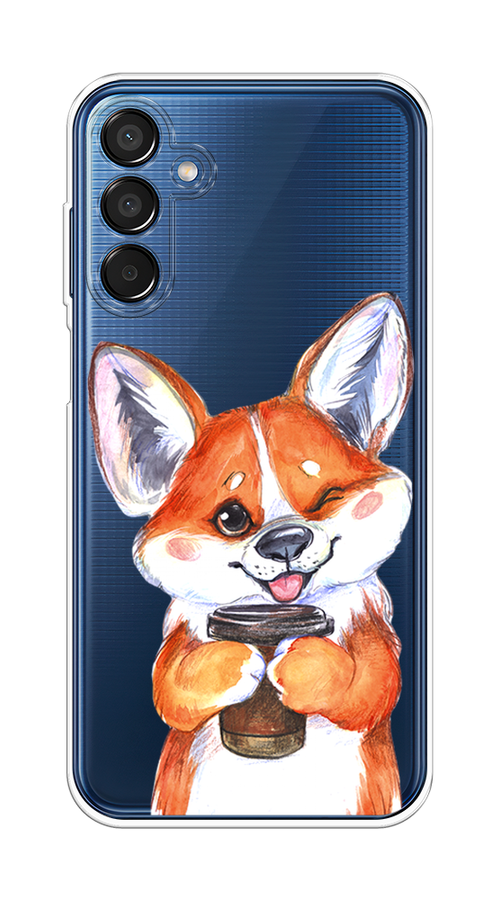 

Чехол на Samsung Galaxy M15 5G "Корги с кофе", Оранжевый;белый, 2109550-1