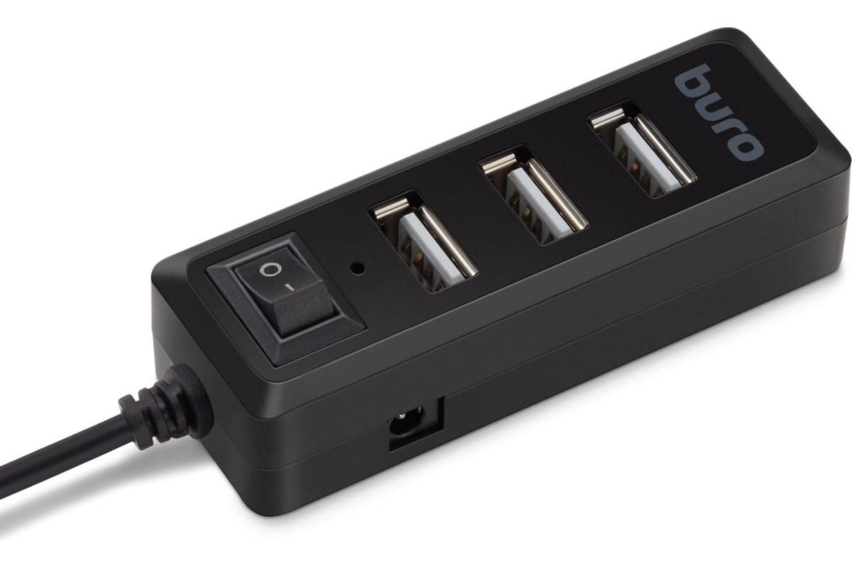 Разветвитель USB 2.0 Buro BU-HUB4-0.5L-U2.0 4порт. черный