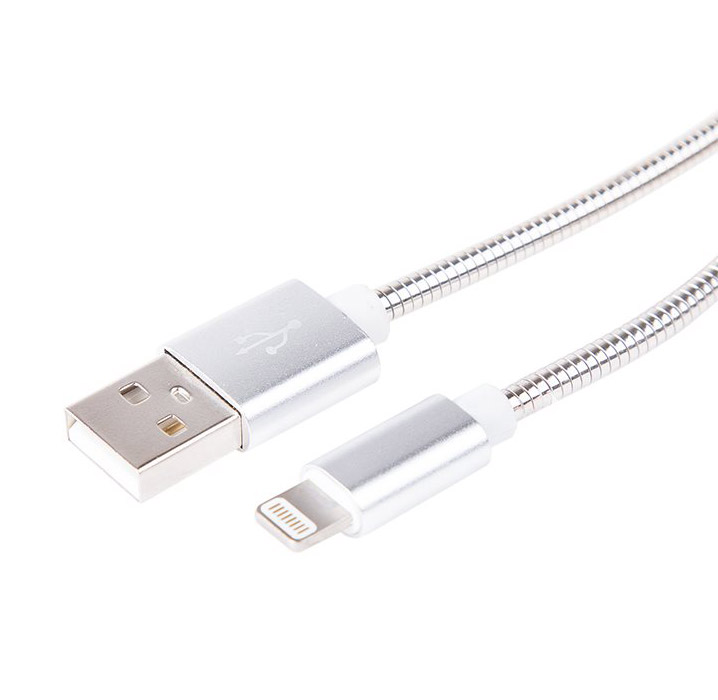 USB кабель REXANT для iPhone 5/6/7, в металлической оплетке (18-4247)