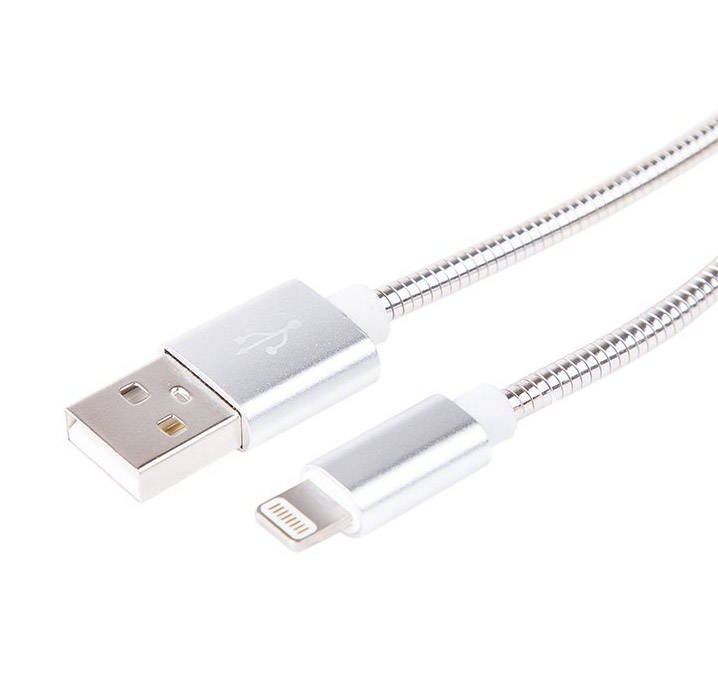 фото Usb кабель rexant для iphone 5/6/7, в металлической оплетке (18-4247)