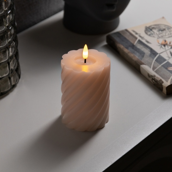 

Светодиодная свеча Luazon Lighting витая, пластик, батарейки АААх2, розовая, 9907620