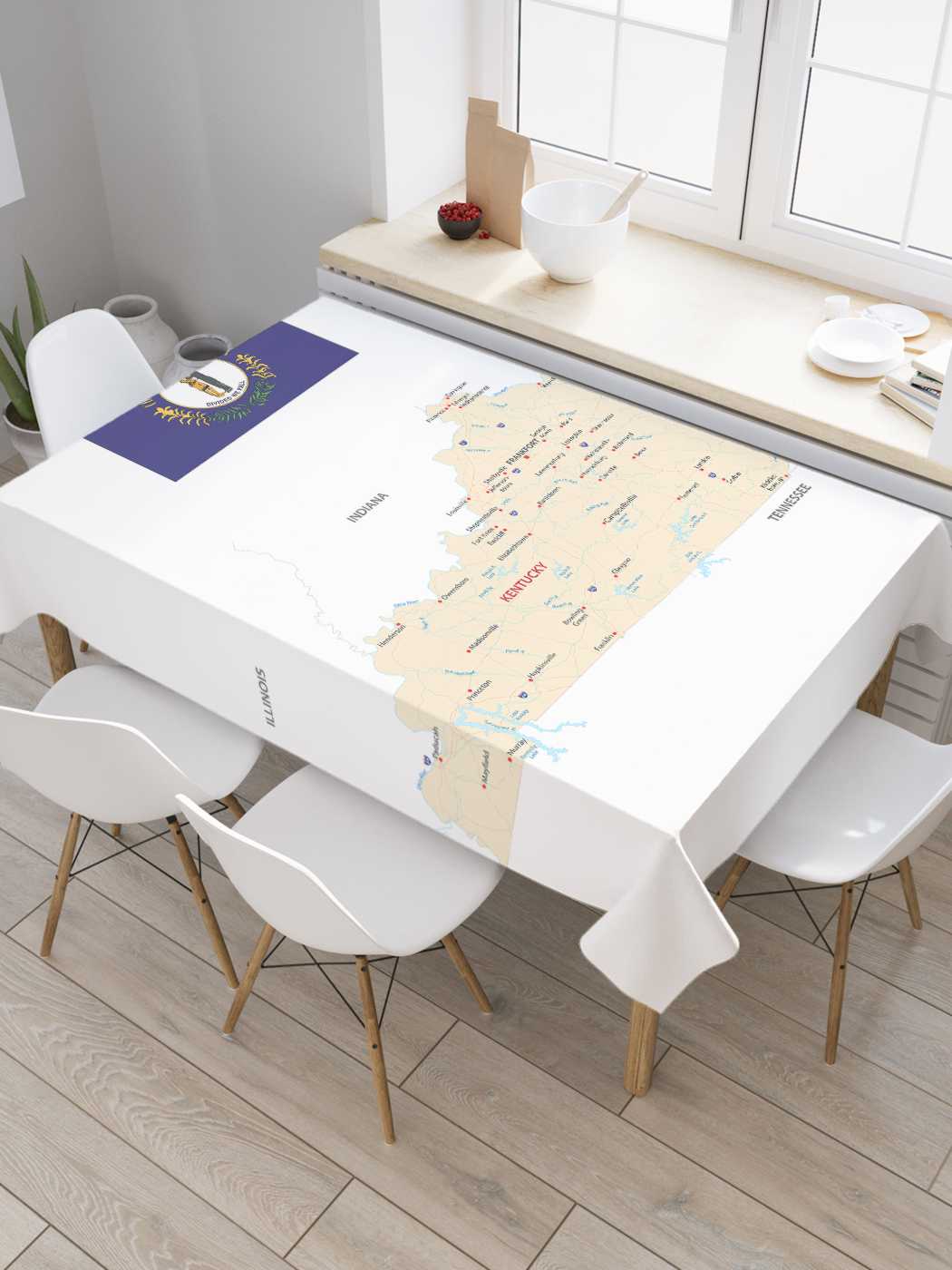 

Скатерть прямоугольная JoyArty "Карта Штат Кентукки" из оксфорда, 180x145 см, Золотистый, Карта Штат Кентукки
