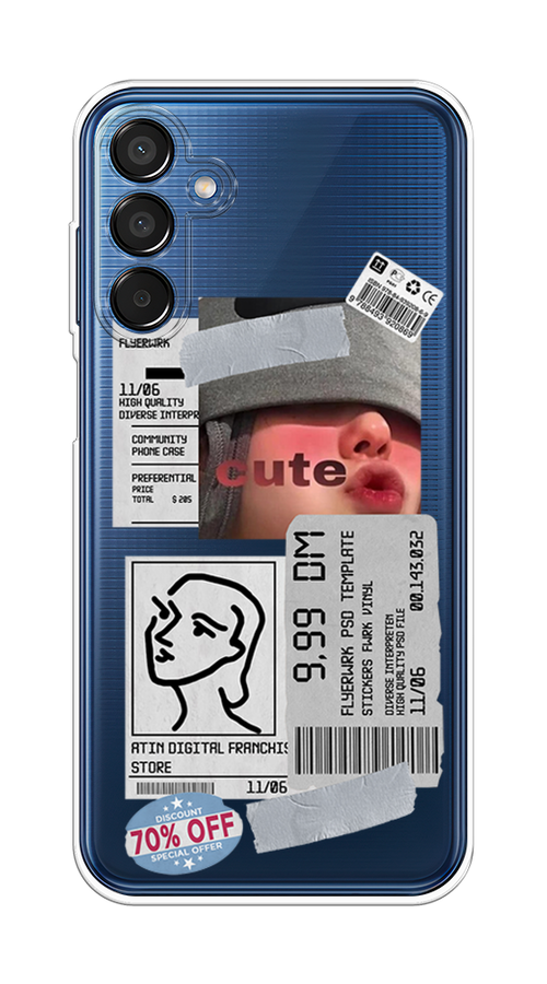 

Чехол на Samsung Galaxy M15 5G "Cute girl collage", Розовый;серый;голубой, 2109550-1