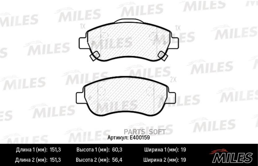 

Тормозные колодки Miles E400159