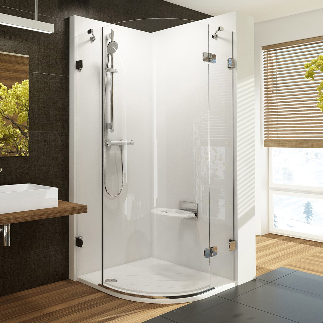 

Душевой уголок Ravak Brilliant BSKK3 3UP77A00Y1 R 90х90 см, transparent, хром