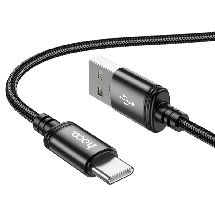 

Кабель Hoco X89, Type-C - USB, 3 А, 1 м, плетённая проволока, чёрный