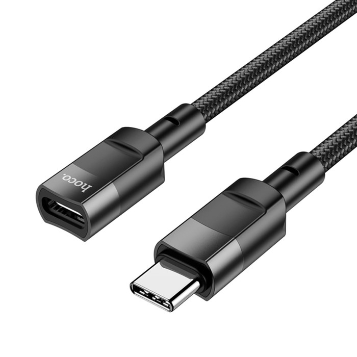 

Кабель Hoco U107, Type-C (m) - Type-C (f), 3 А, 1.2 м, плетеный провод, чёрный