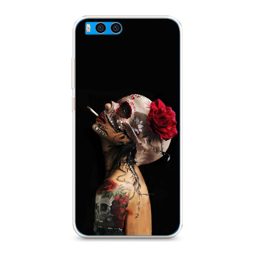 

Чехол Awog на Xiaomi Mi Note 3 "Девушка с черепом", Разноцветный, 32450-9