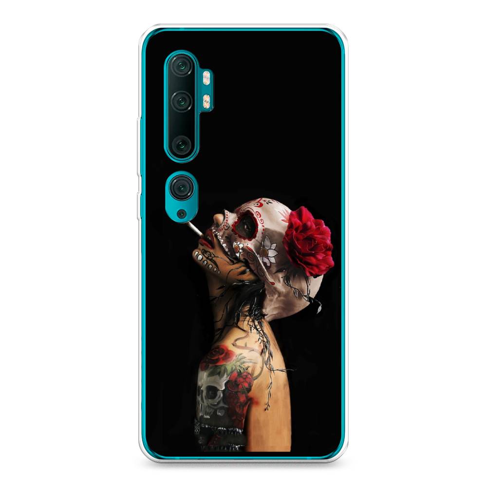 

Чехол Awog на Xiaomi Mi Note 10/Mi Note 10 Pro "Девушка с черепом", Разноцветный, 37350-9