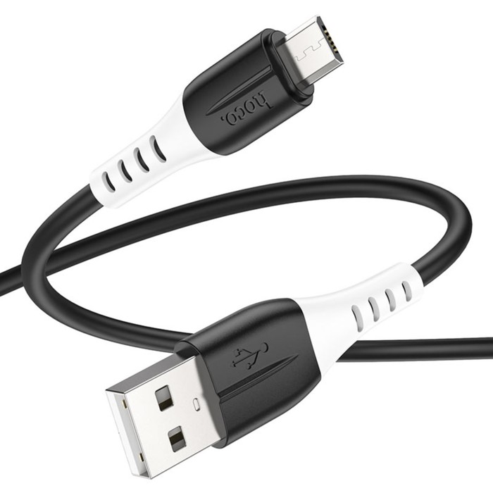 Кабель Hoco X82, MicroUSB - USB, 2.4 А, 1 м, оплётка силикон, чёрный 600018518065