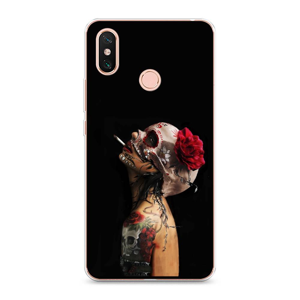 

Чехол Awog на Xiaomi Mi Max 3 "Девушка с черепом", Разноцветный, 34350-9