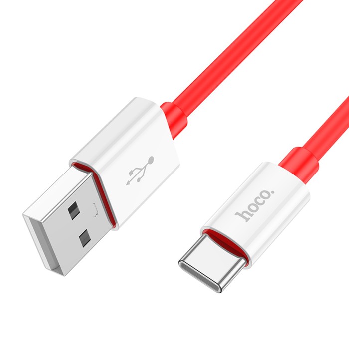 

Кабель Hoco X87, Type-C - USB, 3 А, 1 м, оплётка силикон, красный