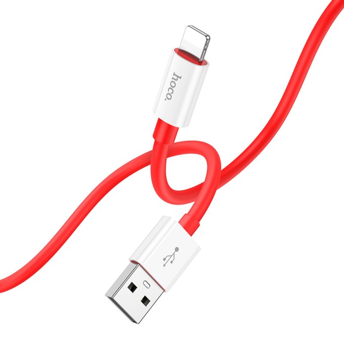 Кабель Hoco X87, Lightning - USB, 2.4 А, 1 м, оплётка силикон, красный 600018518055