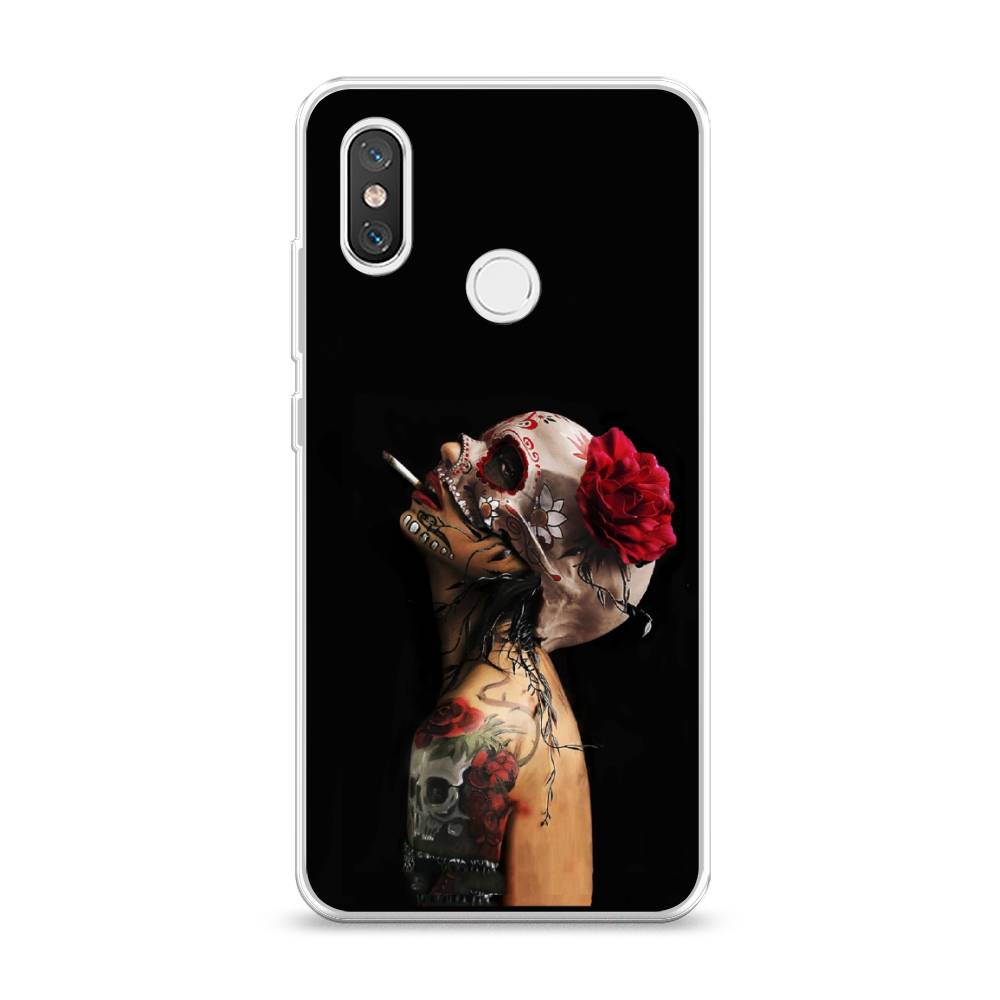 

Чехол Awog на Xiaomi Mi 8 "Девушка с черепом", Разноцветный, 33550-9