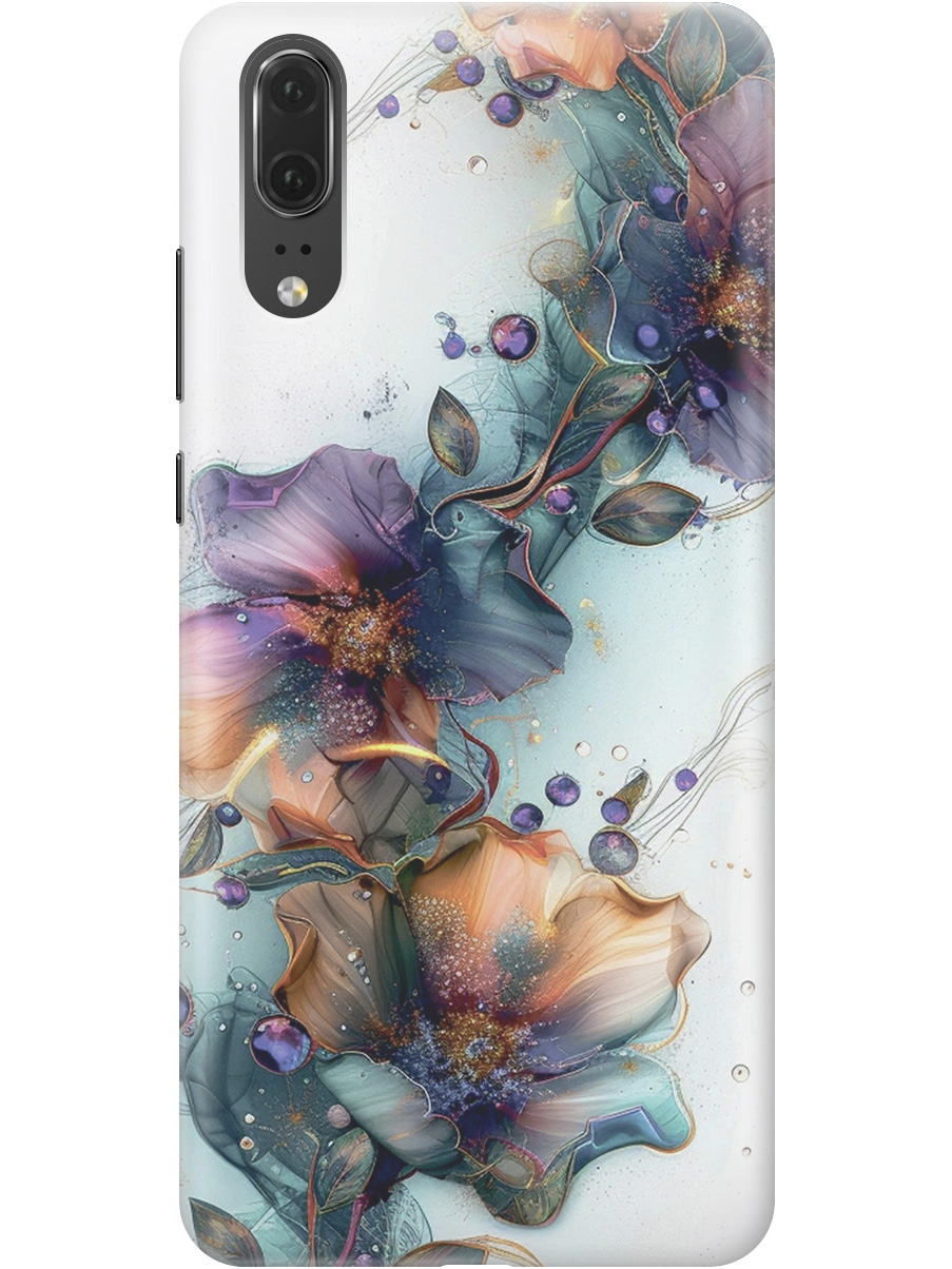 

Силиконовый чехол на Huawei P20 с принтом "Мистические цветы", Прозрачный;белый;зеленый, 717614010