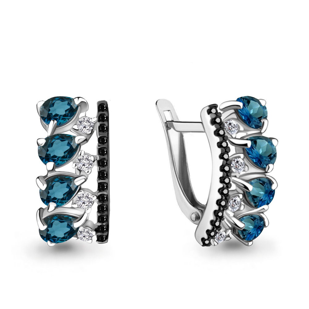 

Серьги из серебра с топазом Aquamarine 4474708Ч_925_р, 4474708Ч_925_р