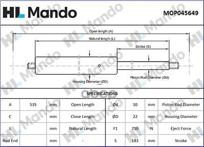 

MOP045649_амортизатор зад. двери ! Nissan Pathfinde Mando mop045649