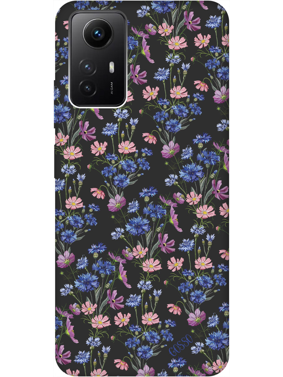 

Матовый Soft Touch силиконовый чехол на Xiaomi Redmi Note 12s "Lovely Cornflowers" черный, Черный;голубой;фиолетовый, 20001469