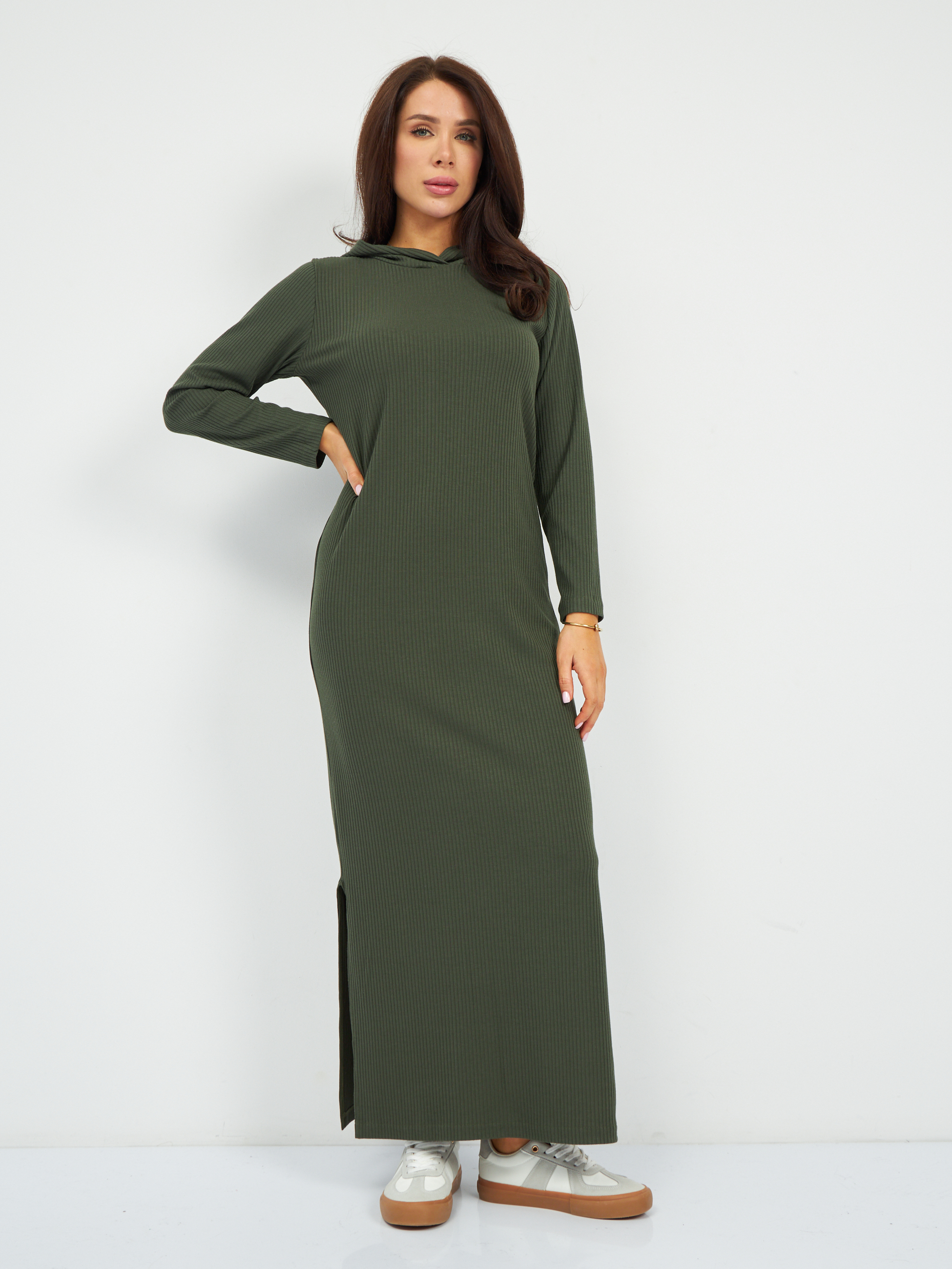 Платье женское EMANSIPE Капюшон386 зеленое 48 RU