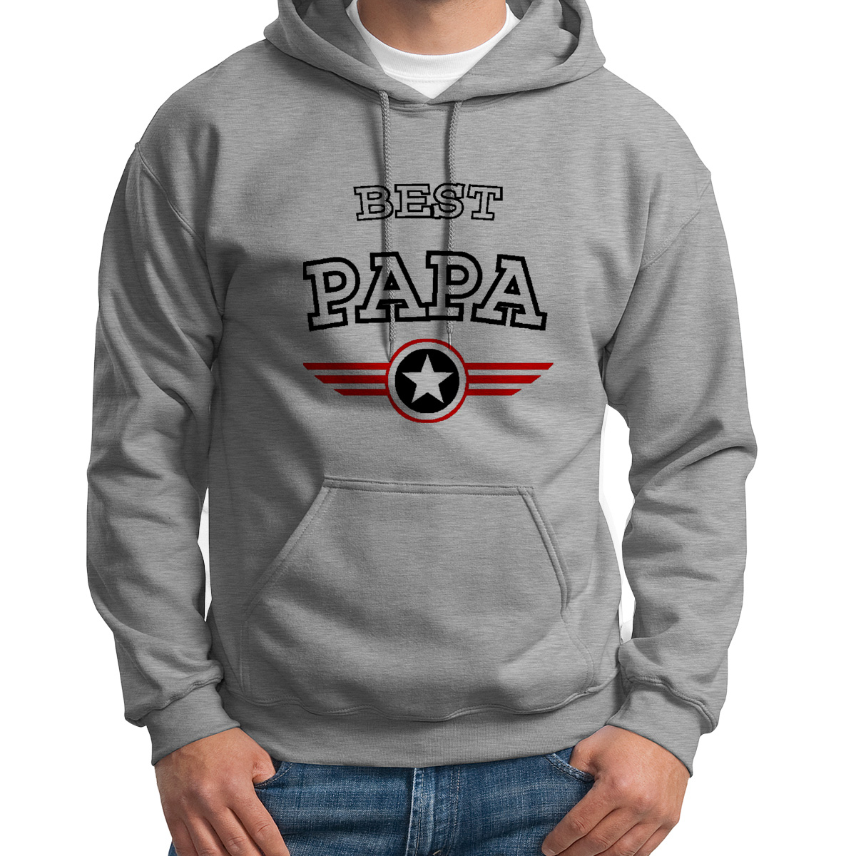

Худи унисекс CoolPodarok Best papa папа серое 46 RU, Серый, S0113005