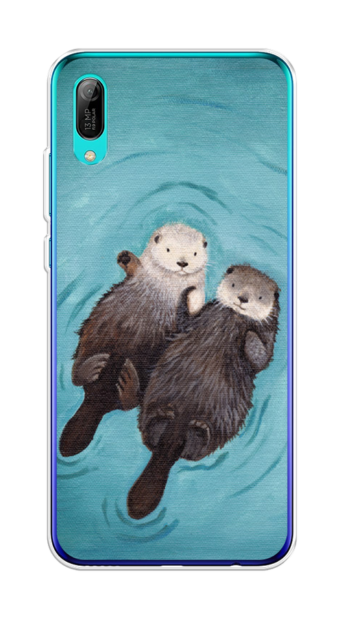 

Чехол Awog на Huawei Y6 Pro (Prime) 2019 "Парочка бобров", Голубой, 68150-10